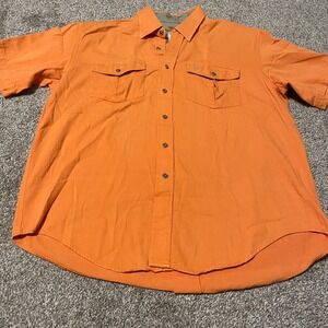 King Ranch Men's Orange Short Sleeve Button Up Shirt Western Style
